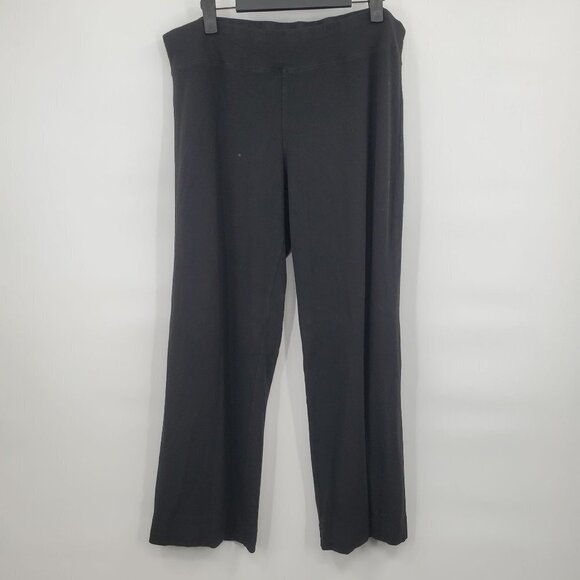 Eileen Fisher High-Rise Straight Crop Pants Pull On Solid Large Women Black - Picture 1 of 10